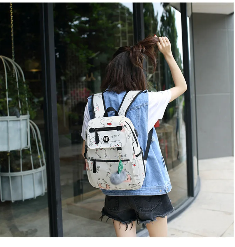 Большой емкости школьные сумки для девочек-подростков, милый женский рюкзак с принтом, Женская дорожная сумка рюкзак, сумки для книг