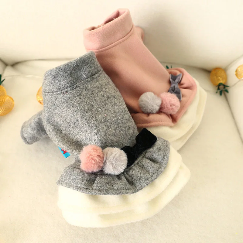 

New Winter Warm Dress Pet Dogs Coat Bow-tie Dress Puppy Clothes For Small Large Dogs Pet Supplies