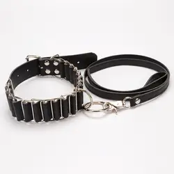 Секс ошейники для собак с цепочкой манжеты из искусственной кожи воротник BDSM Для женщин Бандаж наручники для колье-чокер почти вечерние