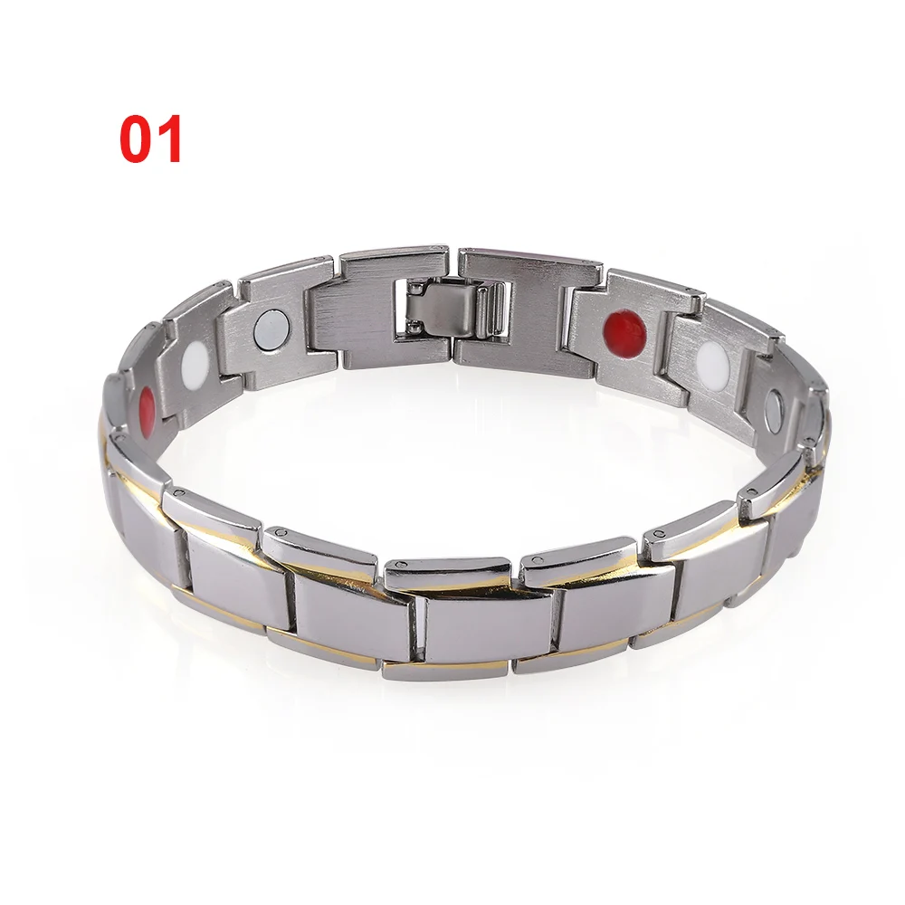 Женский Титановый стальной магнитный браслет, растягивающиеся браслеты, черные бусины из лечебных камней для похудения, акупунктурный массажный браслет - Окраска металла: 01