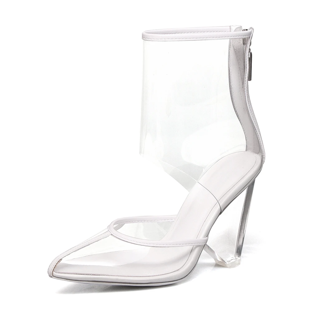 SARAIRIS/Новое поступление года; модные летние ботинки высокого качества в необычном стиле; женская обувь на молнии; популярная обувь; женские ботинки - Цвет: white 10 cm heel