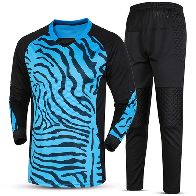 2016/17 youth men soccer goalkeeper jersey set sponge football long