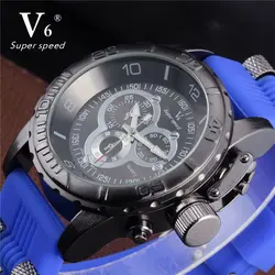 V6 Для Мужчин's Повседневное кварцевые часы 3D выгравированы циферблат синий силиконовый ремешок наручные часы Для мужчин Водонепроницаемый