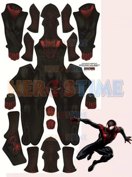 Amazing Spider-man 2 Miles Morales/карнавальный костюм с 3D-принтом; костюм для Хэллоуина со съемной маской; очки для глаз; обувь с линзами