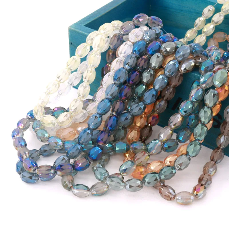 

10x12mm Oval-shaped Faceted Crystal Beading Plated Faceted Crystal Glass Bead For Making Diy Jewelry Making 20pcs/lot
