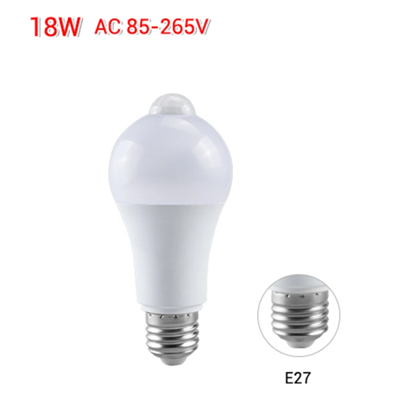 EeeToo Ночной светильник светодиодный светильник PIR датчик движения AC 85-265V B22 E27 Светодиодный светильник 12W 15W 18W 20W светильник для дома - Испускаемый цвет: E27  18W