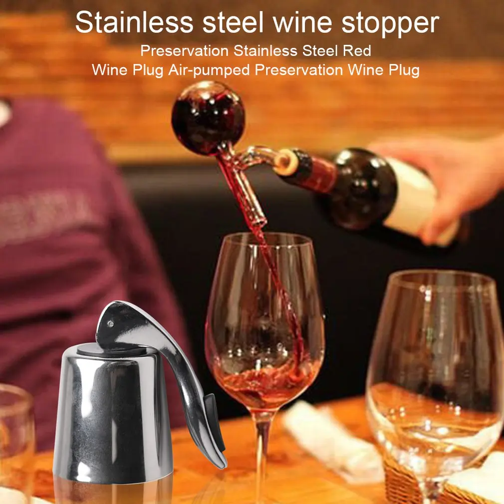 Red Wine Bottle Stopper Stainless Steel Vacuum Sealed Bottle Plug Keep Wine Fresh for Fresh Preservation