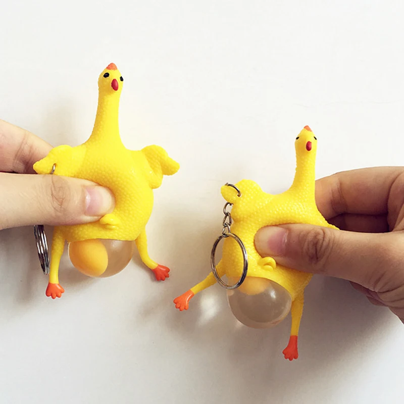 3 Pcs Gags Practical Jokes Creative Toys Funny Vent Keychain Chicken