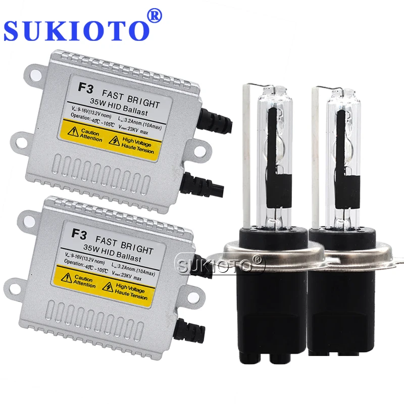 SUKIOTO Real AC 35W HID xenon Kit H7 H7R metal Base 4300K 5000K 6000K 8000K hid xenon ballast hid 35W Car Headlight bulb kit