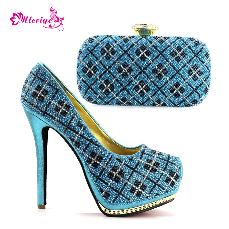 

New Arrival Italian Designer Shoes and Bags Matching Set Decorated with Rhinestone Latest Matching Shoes and Bag Set In Heels
