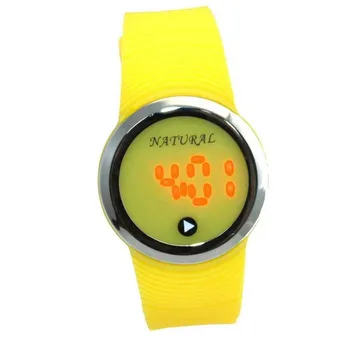 

ALEXIS Brand PNP Shiny Silver Watchcase LED Silicone Yellow Band Digital Fashion Boys And Girls Watch DW418C