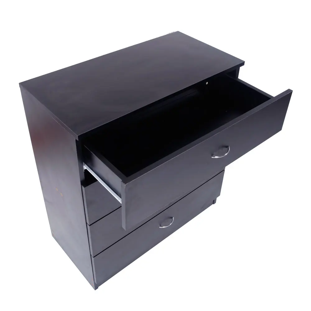 

MDF Wood Simple 4-Drawer Dresser Cabinet Black Dropshipping
