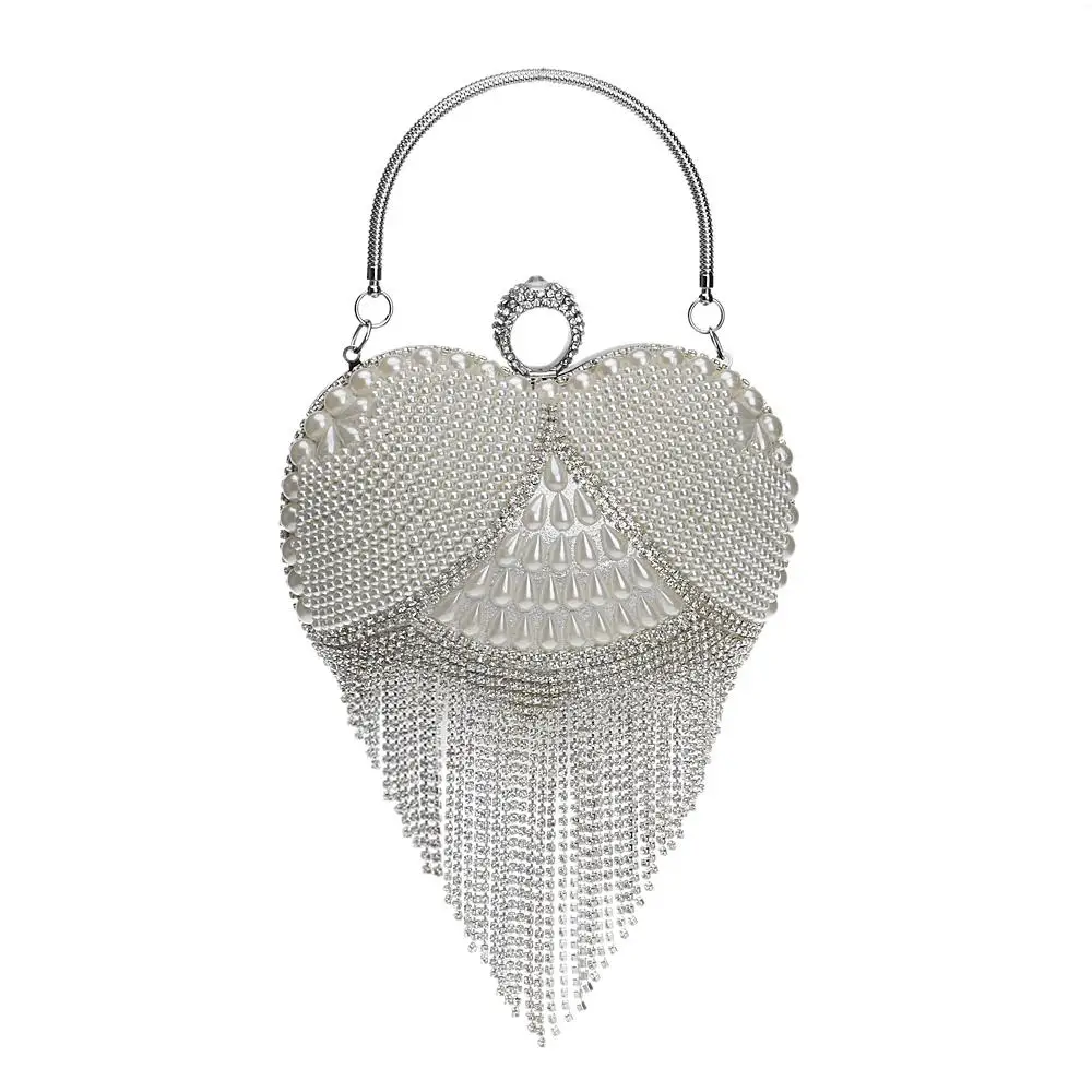 Tassel Rhinestones Evening Bag Finger Ring Diamonds Wedding Heart Day