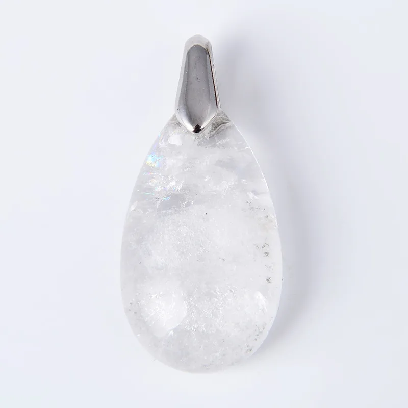 

New Simple Style Natural Stone White Crystal Quartz Water Drop Pendant for Necklace Women Girl Reiki Charms Jewelry Gifts