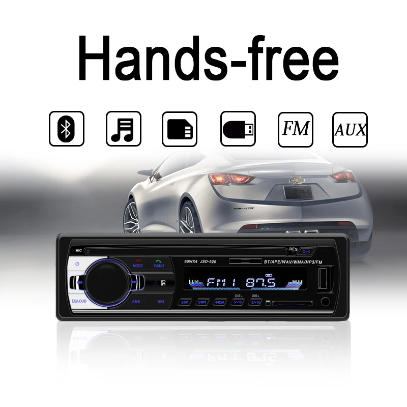 JSD 520 автомобильный Радио Bluetooth Авторадио стерео радио FM Aux вход приемник SD USB 12V In