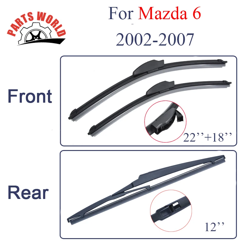 Combo Rubber Front And Rear Wiper Blades For Mazda 6 2002 2003 2004