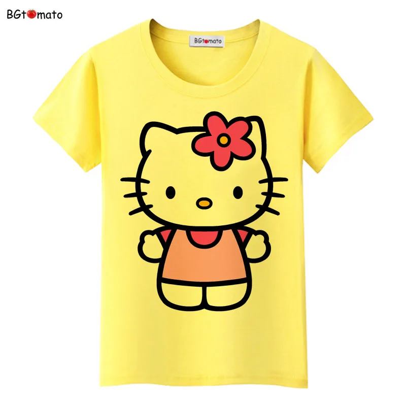 BGtomato hello kitty, милые футболки с героями мультфильмов, женская летняя классная одежда, брендовые Топы хорошего качества, удобные повседневные рубашки - Цвет: 2