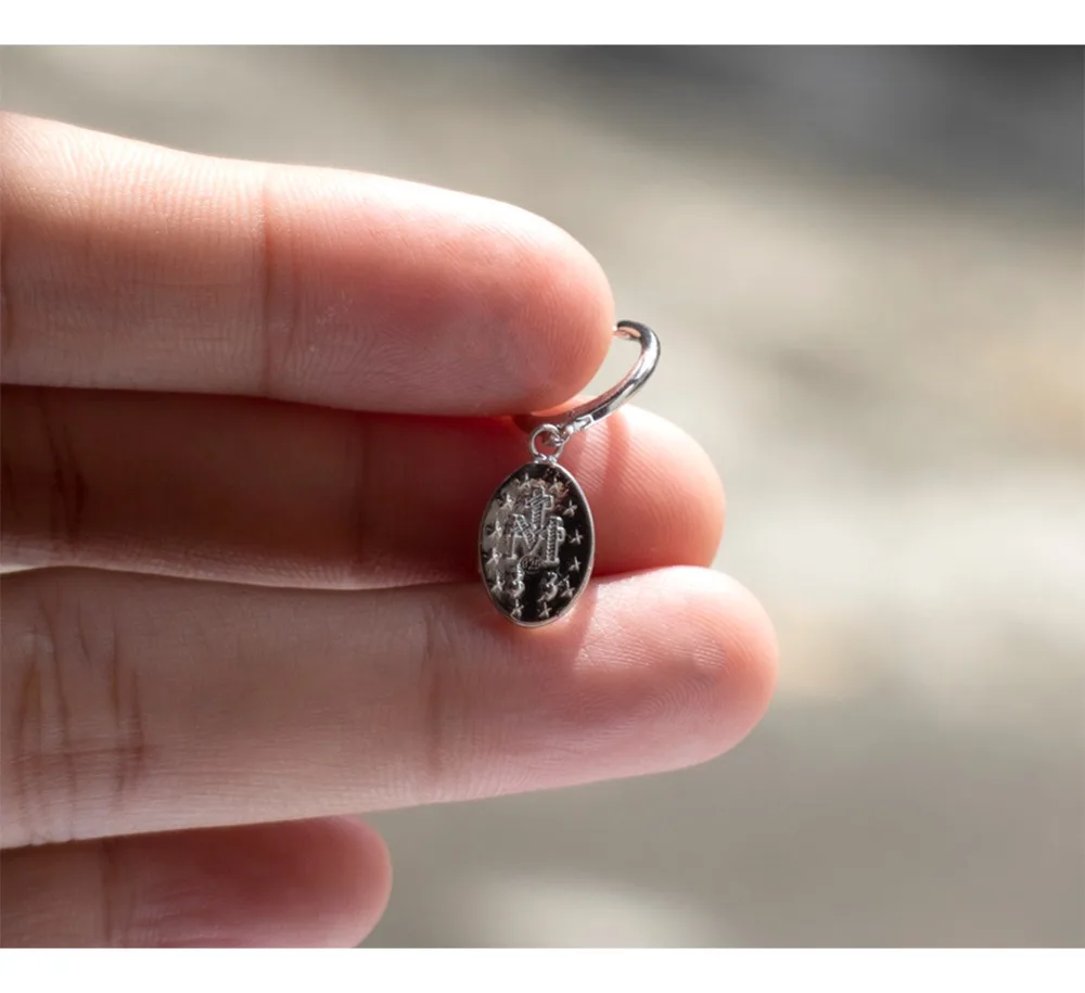 Серьги из стерлингового серебра 925 пробы, ретро, Санта-Мария, мать, монета, геометрические овальные короткие серьги-капельки, кольцо для ушей, дикий тренд, женские Серьги с драгоценными камнями