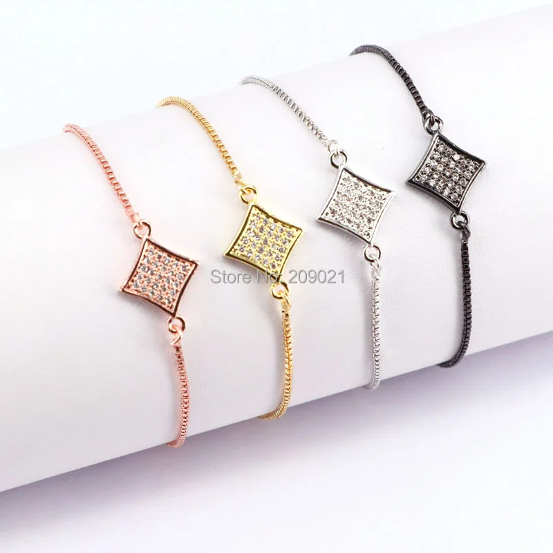 10 шт модные ювелирные изделия смешанные цвета микро pave CZ блестящие Амулеты Браслет, регулируемый размер браслеты для wowen