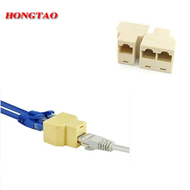 RJ-45 SOCKET RJ45 Splitter Connector CAT5 CAT6 LAN Ethernet Splitter Adapter 8P8C Network modular plug PC laptop cable contact