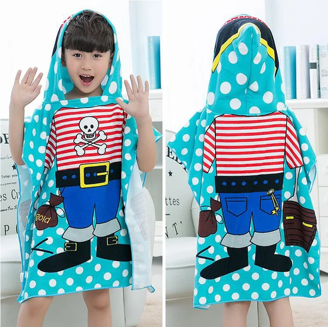 hot sell microfiber children hooded beach towel cartoon kids bath with hat baby kids hooded beach towels o9 kids