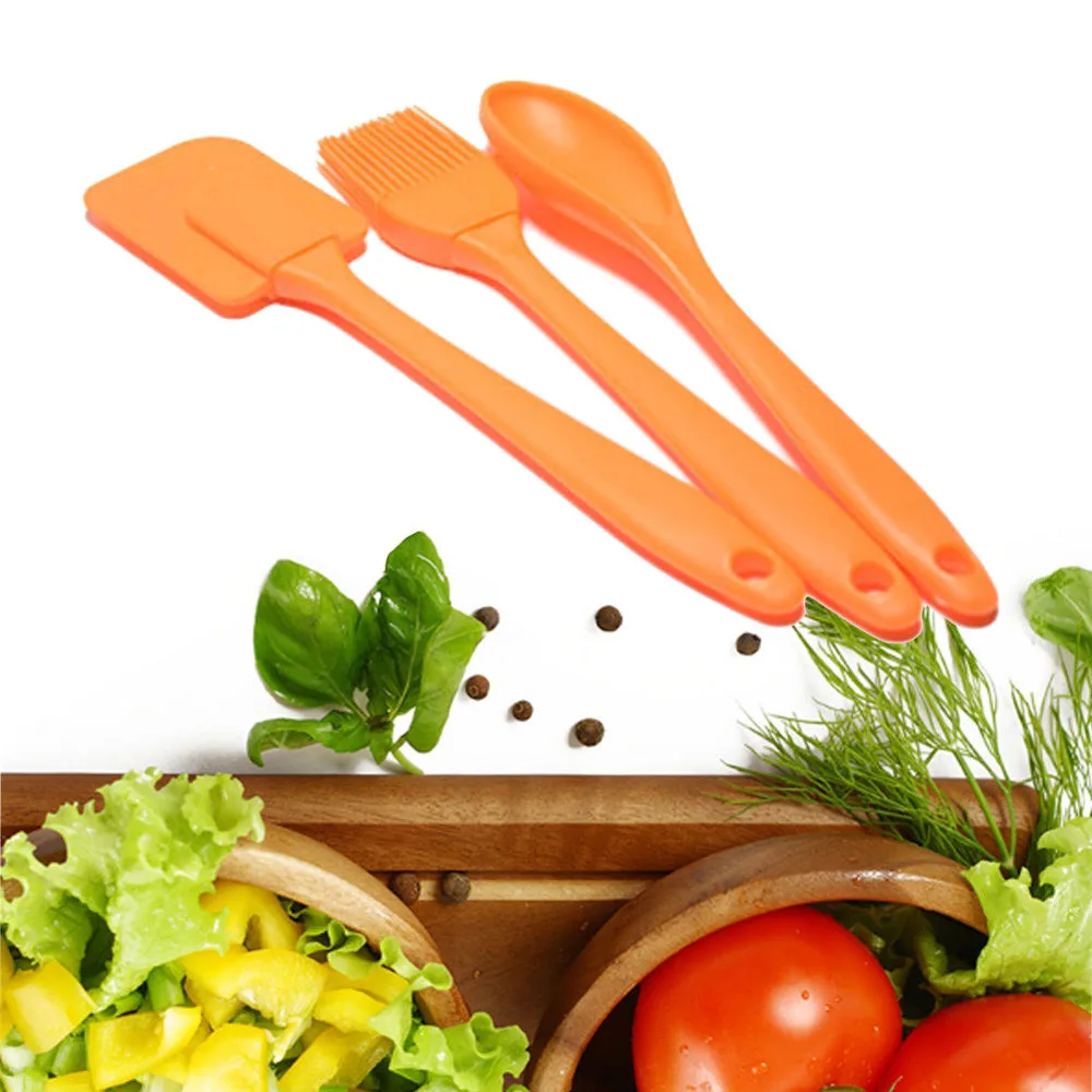  Silicone Barbecue Utensils Mixing Cucharas Spatula Scraper Brush Spoon Butter Scoop Bakeware Tool G