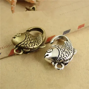 

10pcs/lot Antique Silver Fish Lobster Clasp Hooks For Necklace Bracelet Chain DIY Jewelry Accessory Findings 20*13MM