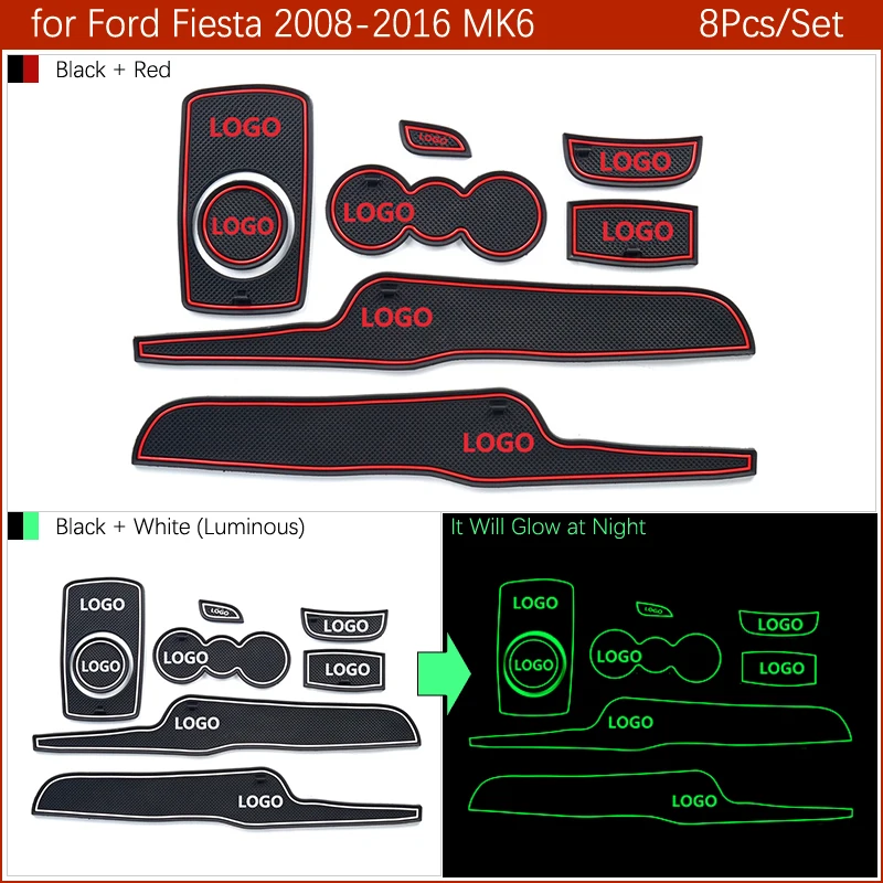 Противоскользящие резиновые ворота слот чашки коврик для Ford Fiesta 2008- MK6 ST аксессуары 2009 2010 2011 2012 2013 MK7