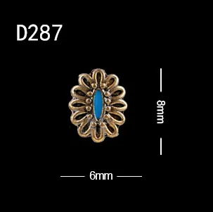 10 шт./лот в богемном стиле ретро металлические украшения для ногтей бирюзовый камень для дизайна ногтей металлические шпильки аксессуары для маникюра DIY - Цвет: D287