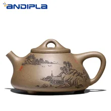 200 мл аутентичный китайский чайник для заварки чая чайник из красной глины мастер ручной работы здоровья чайный набор кунг-фу Zisha пейзаж каменный Совок Shi Piao горшок