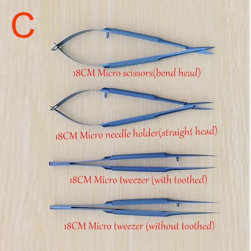 18 см титановый сплав офтальмологические микрохирургические инструменты игла держатель Микро ножницы пинцет для ручной хирургии 4 шт./компл