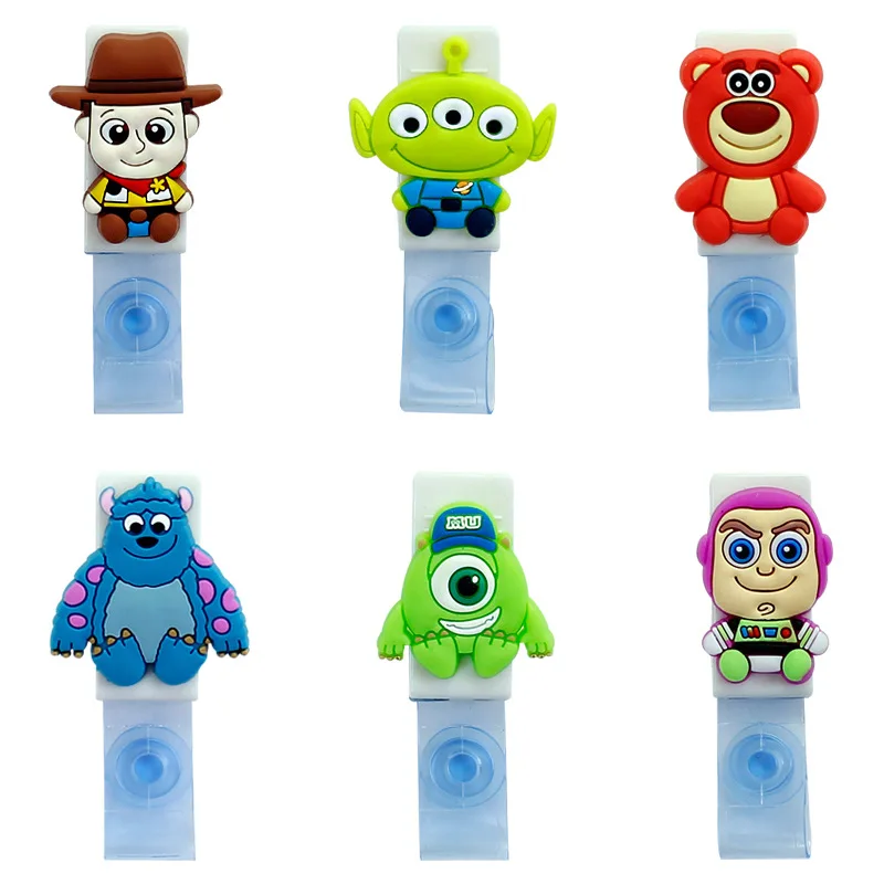 12pcs/set Plastic Cute Cartoon Badge Holder Clip Character Design Card Belt Hospital School Office | Канцтовары для офиса и
