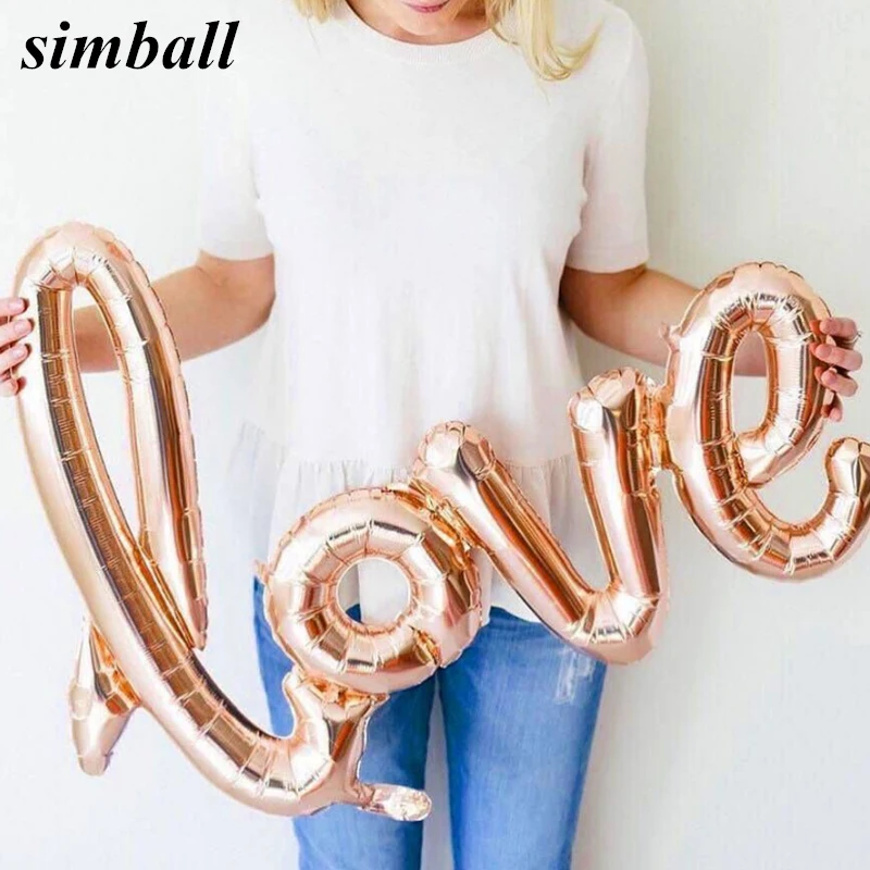 

Large Size 108x65cm Linking Champagne Rose Gold LOVE Foil Balloons Romantic Wedding Valentine's Day Party Supplies Helium Globos