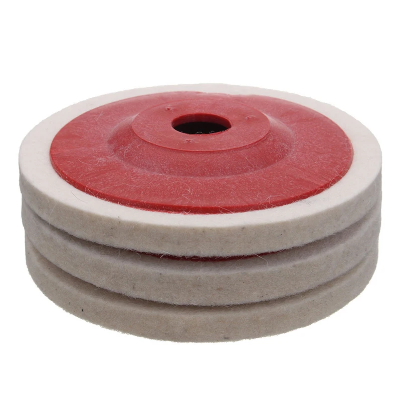 DWZ 3PCS 4'' 100mm Wool Buffing Angle Wheel Grinder Felt Polishing Disc Pad Set