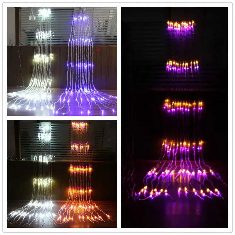 

640 LEDs water flow waterfall curtain Lights fairy String Christmas Xmas party Bar backdrop decor 6M(W)*3M(H)- 6 Colors optional