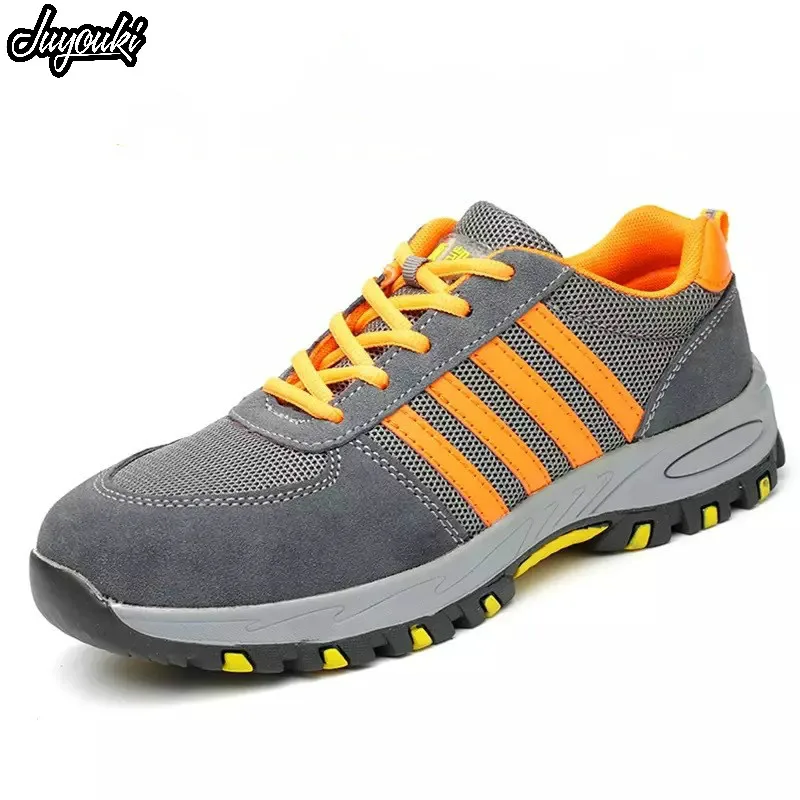 De Calçados Caminhadas Aço mesh Gray Proteção Da Gray prova leather Multifuncional Biqueira Moda Segurança Black Trabalho Esmagar Sycatree Leather Homens 2018 Sapatos Respirável Sapatilha qzXxRZO