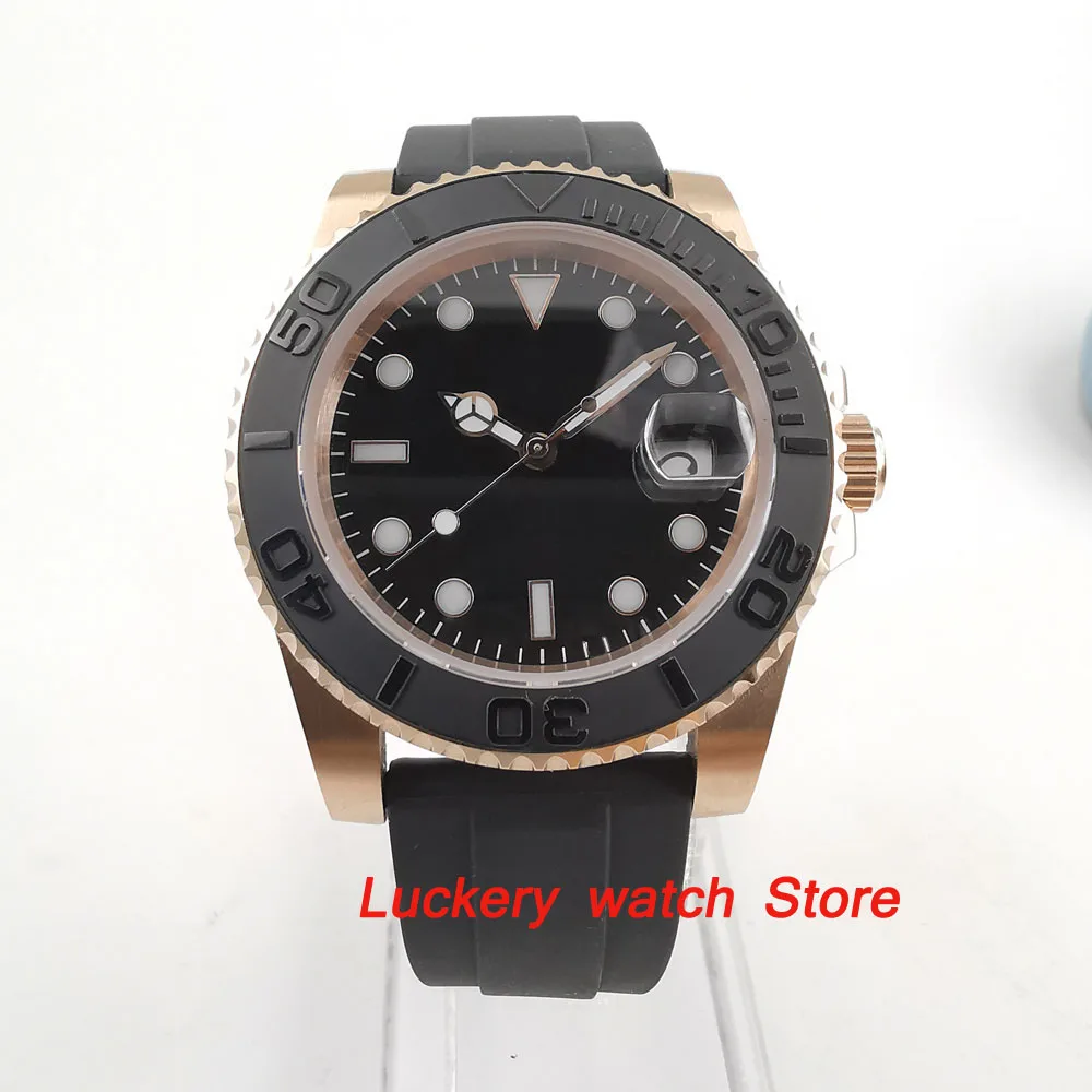 

40mm no logo black dial Luminous saphire glass;black Ceramic Bezel Automatic movement men's watch-BA53