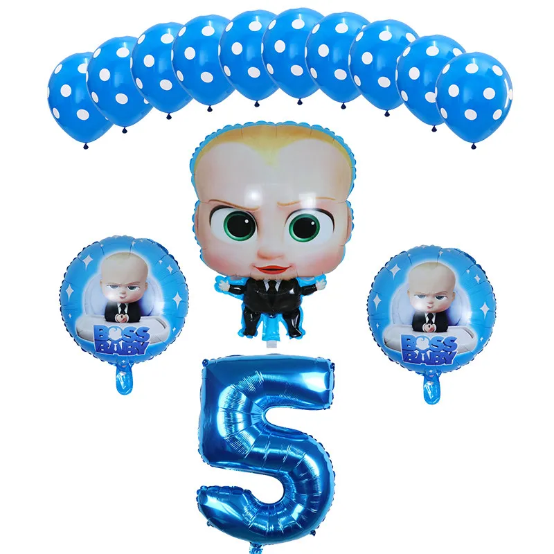 

14pcs Boss Baby Balloon 30 inch Number Foil Balloons Baby Shower 1 2 3 4 5 6st Birthday Party Decoration Cartoon Helium Balloon
