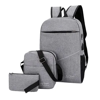

Canvas Backpack 2020 USB Charging 3Pcs/set Women School Backpacks Schoolbag For Teenagers Man Student Book Anti Theft Bag #L10