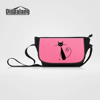 

Pink Cat Printed Messenger Bag For Women Canvas Travel Shoulder Bags Female Cross Body Satchel Custom Girls Handbag Schoolbags