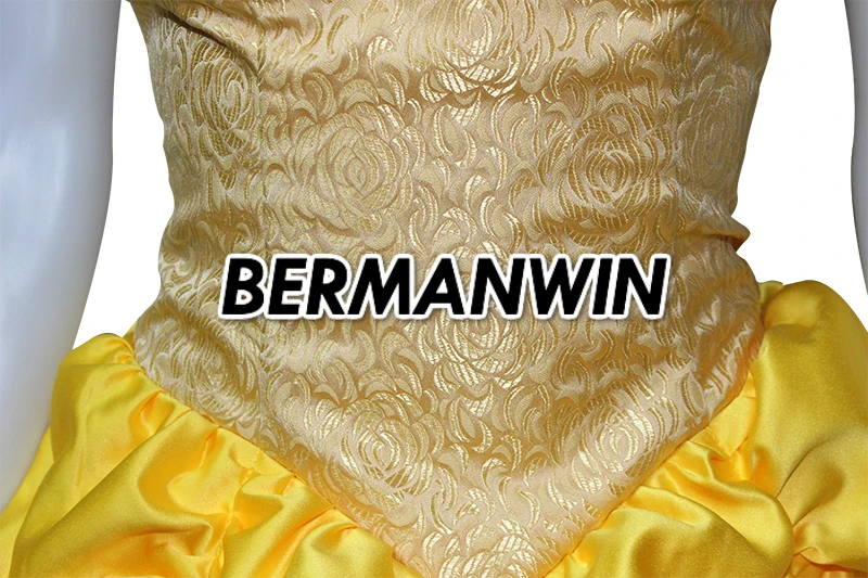 BERMANWIN Высокое качество принцесса Белль женский костюм Красавица и чудовище костюм для Хэллоуина Косплей платье с перчатками