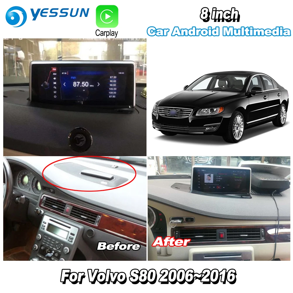 Top YESSUN For Volvo S80 2006~2016 Car Android Carplay GPS Navi maps Navigation Player Radio Stereo Multimedia HD Screen No CD DVD 1