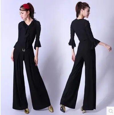 

New autumn new black trousers wide leg pants female European and American fashion was thin piece pants Square Dance
