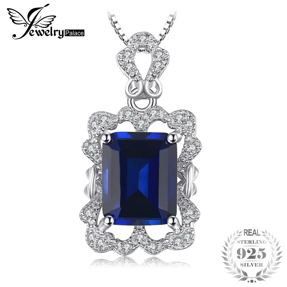 

JewelryPalace Luxry 4.3ct Created Sapphire Pendant For Women Genuine 925 Sterling Silver Fine Jewelry Not Include A Chain