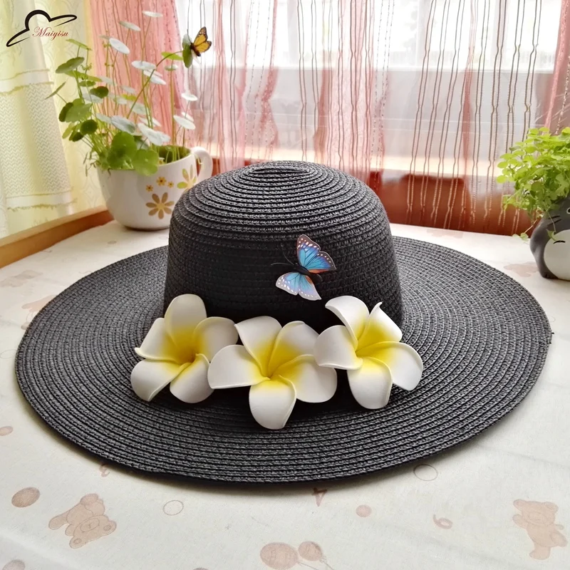 Модная новинка; Летняя женская соломенная шляпа с цветочным рисунком; пляжная шляпа с цветочным рисунком; шляпа с куполом для женщин и девочек