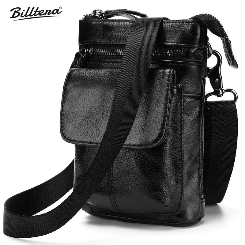 Billtera Men's Belt Bag Genuine Leather Handbags England Style Waist