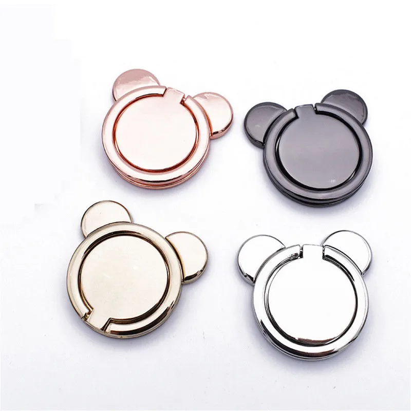 Cute Cartoon Bear Finger Ring Phone Stand Holder Universal 360 Degree Metal Ring Holder For iphone Samsung Smartphone 4 Colors