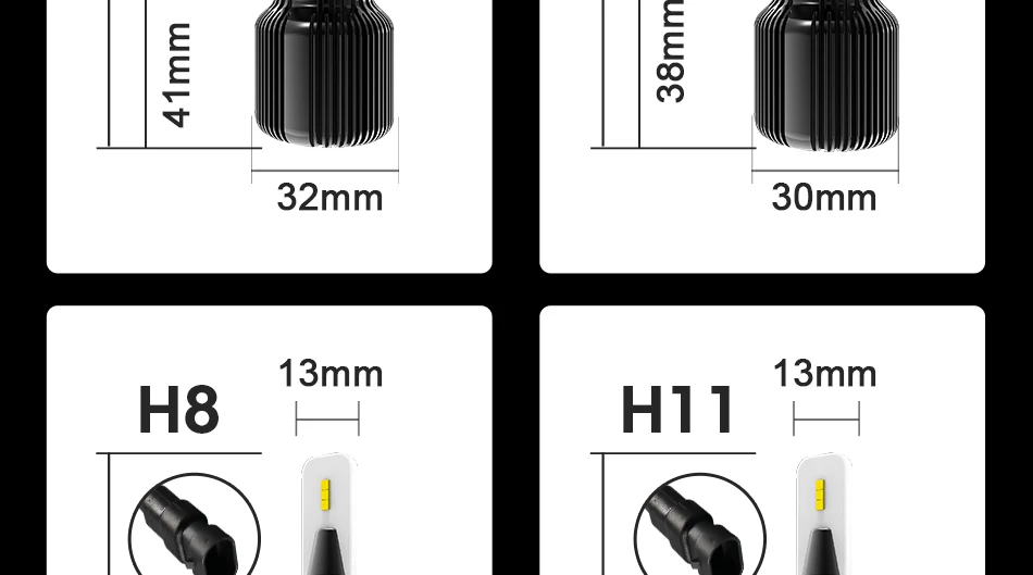 f3-g_15 H7 Led 12V 6000K H4 Headlight Bulbs H1 H8 H9 H11 9005 9006 HB3 HB4 Cob Chips Car Light Headlamp Mini Size