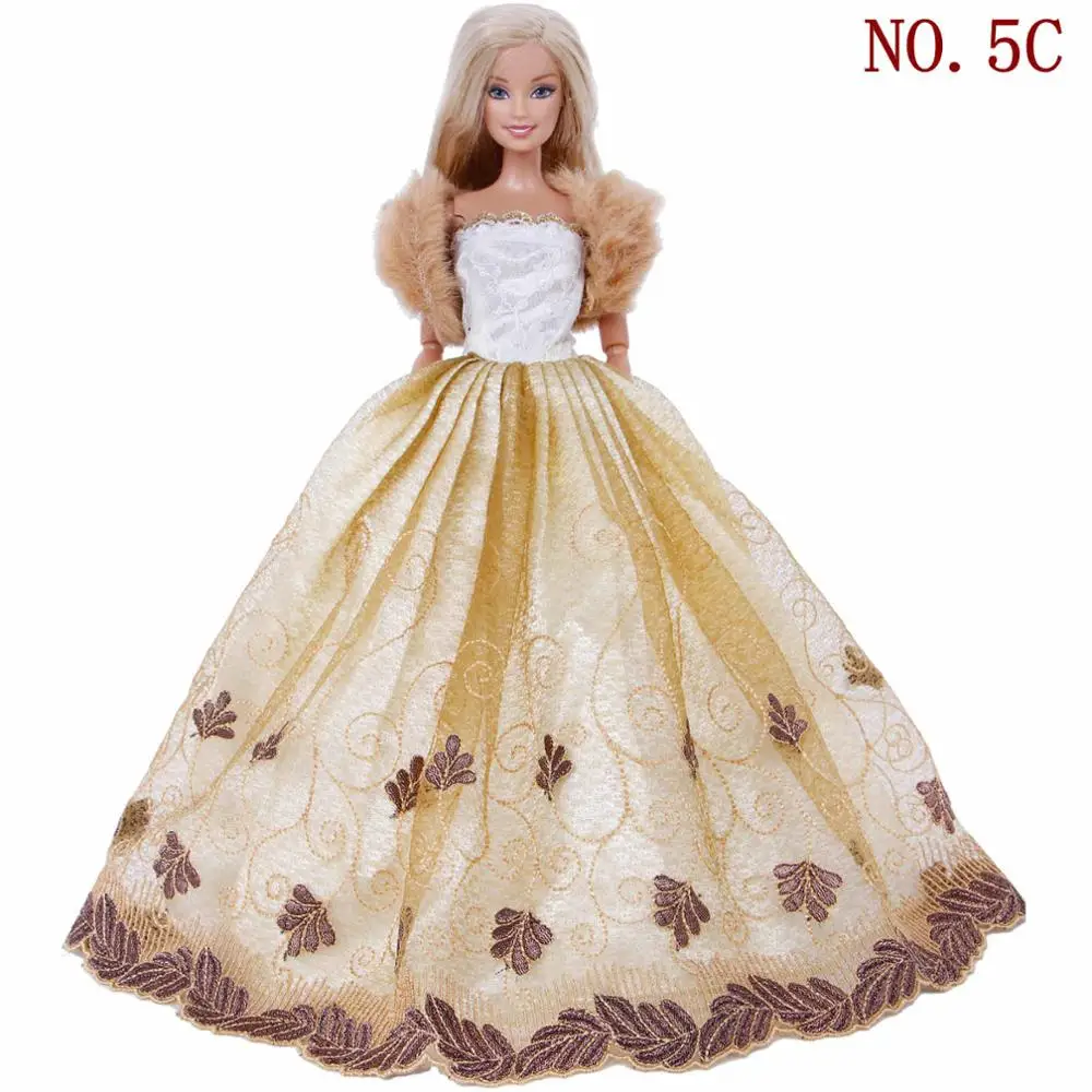 Высокое качество, 1 платье для свадебной вечеринки кружевное вечернее платье, юбка принцессы+ 1 фатиновая Одежда для куклы Барби, аксессуары, детские игрушки