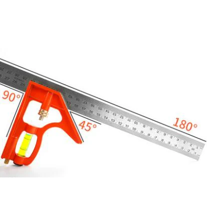 Нержавеющая сталь Регулируемый комбинированный квадратный угловой датчик для разметки измерительных инструментов многофункциональная горизонтальная угловая линейка - Цвет: A